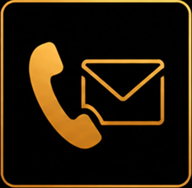 Botão contactos com logo dourado